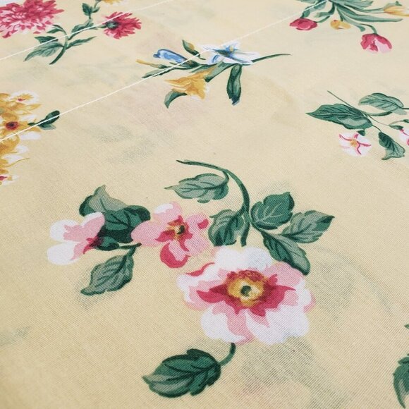Yellow Floral Window Valance Curtain  84" X 17" 3" rod pocket - Picture 5 of 5